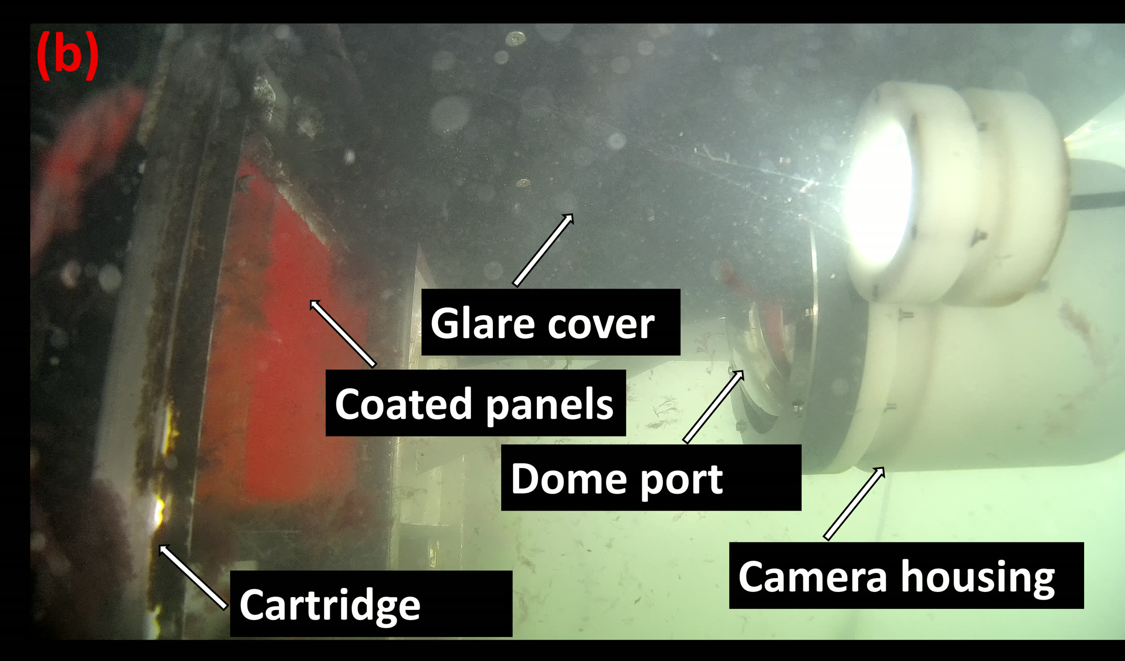 Camera housing submerged in the water